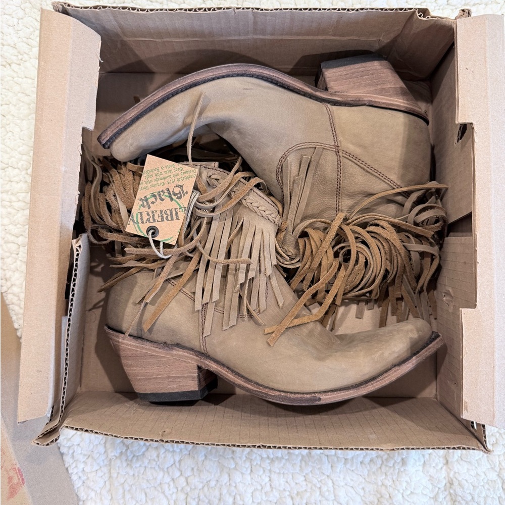 Liberty Tan Fringe Ankle Booties